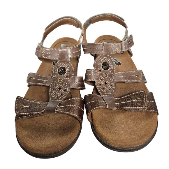 Cobb Hill by New Balance Sz 11 Bronze Cushioned Leather Strappy Sandals #324 - Picture 1 of 7
